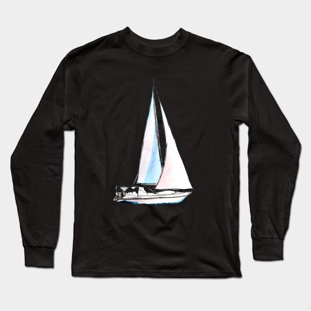 Sailboat – ship ahoy! Long Sleeve T-Shirt by Elena Ehrenberg